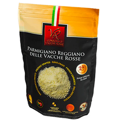 Parmigiano Reggiano Vacche Rosse 24 mesi grattugiato fresco 60gr